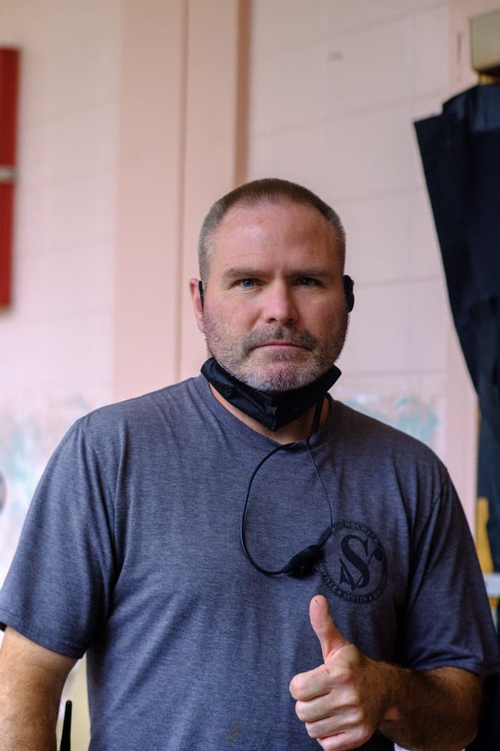 Behind the scenes photo 80 from Clone Cops production showing key grip chris dyer on the set of clone cops